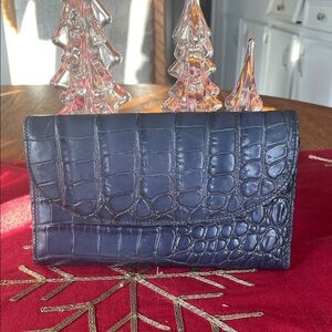 Dooney & Bourke Leather Navy Crocodile Embossed Wallet.   Made in Italy